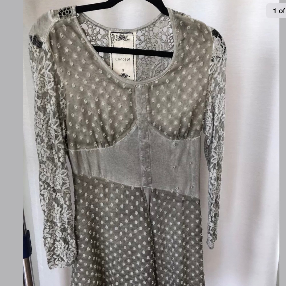 Vintage concepts boho khaki lace dress S